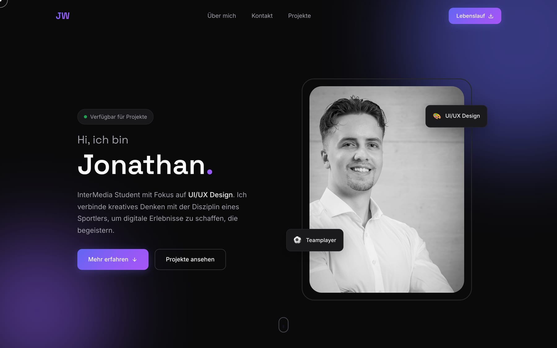 Startseite von Jonathan Walch am Desktop