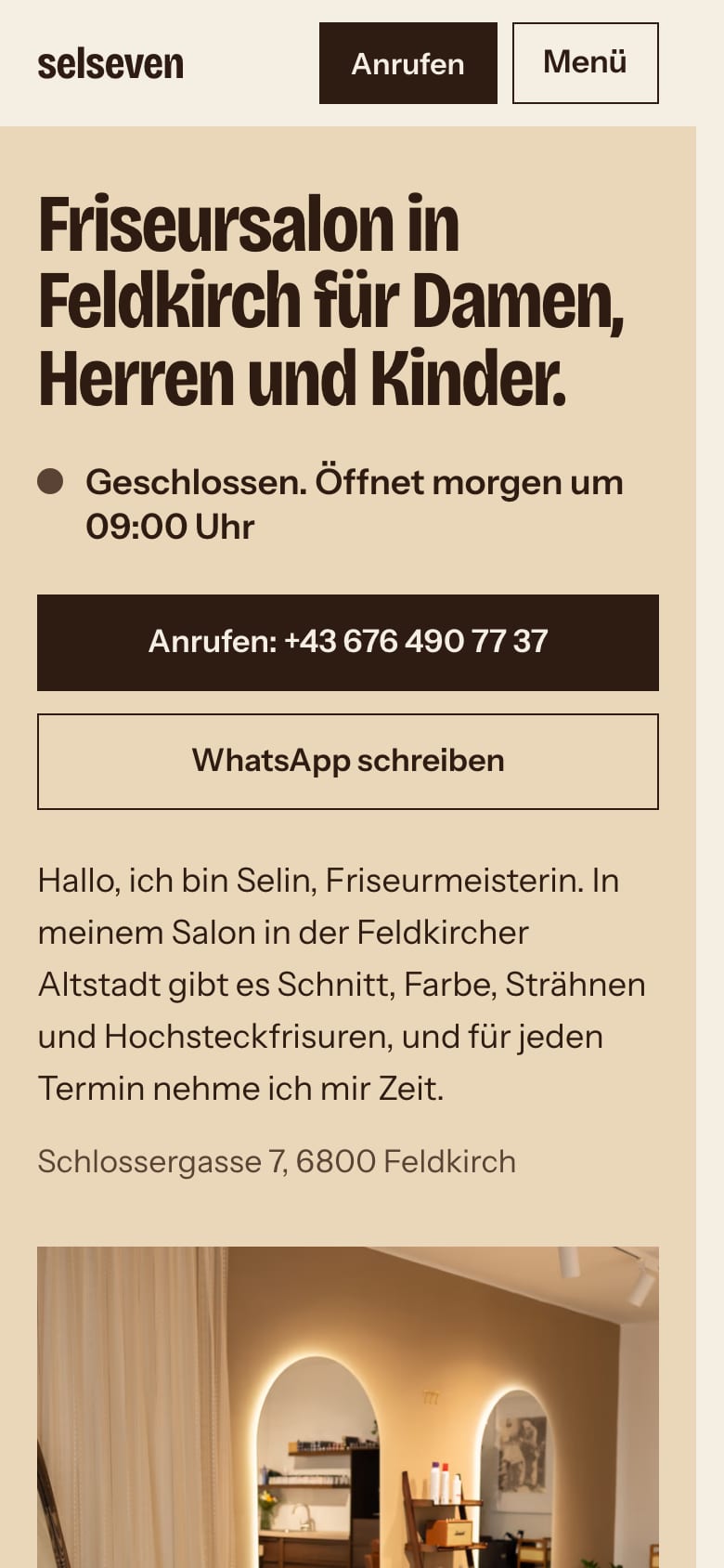 Startseite von Selseven am Handy