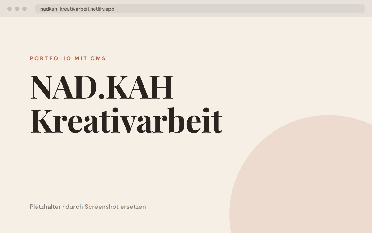 Screenshot der Website von NAD.KAH Kreativarbeit