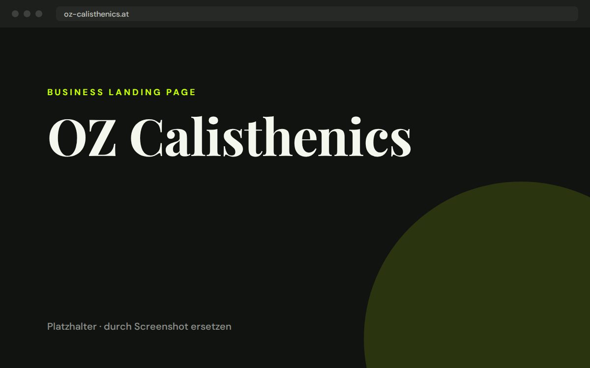 Screenshot der Website oz-calisthenics.at